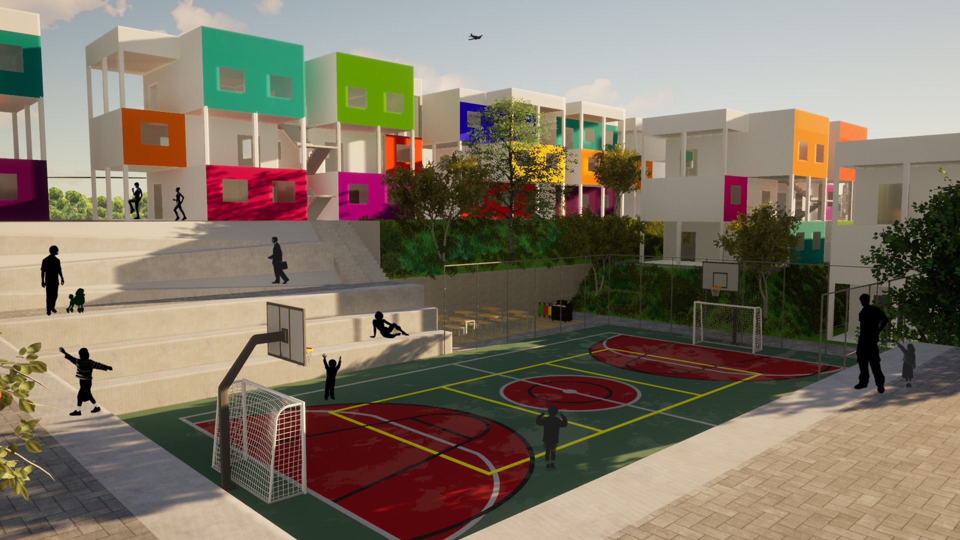 Vista da quadra esportiva