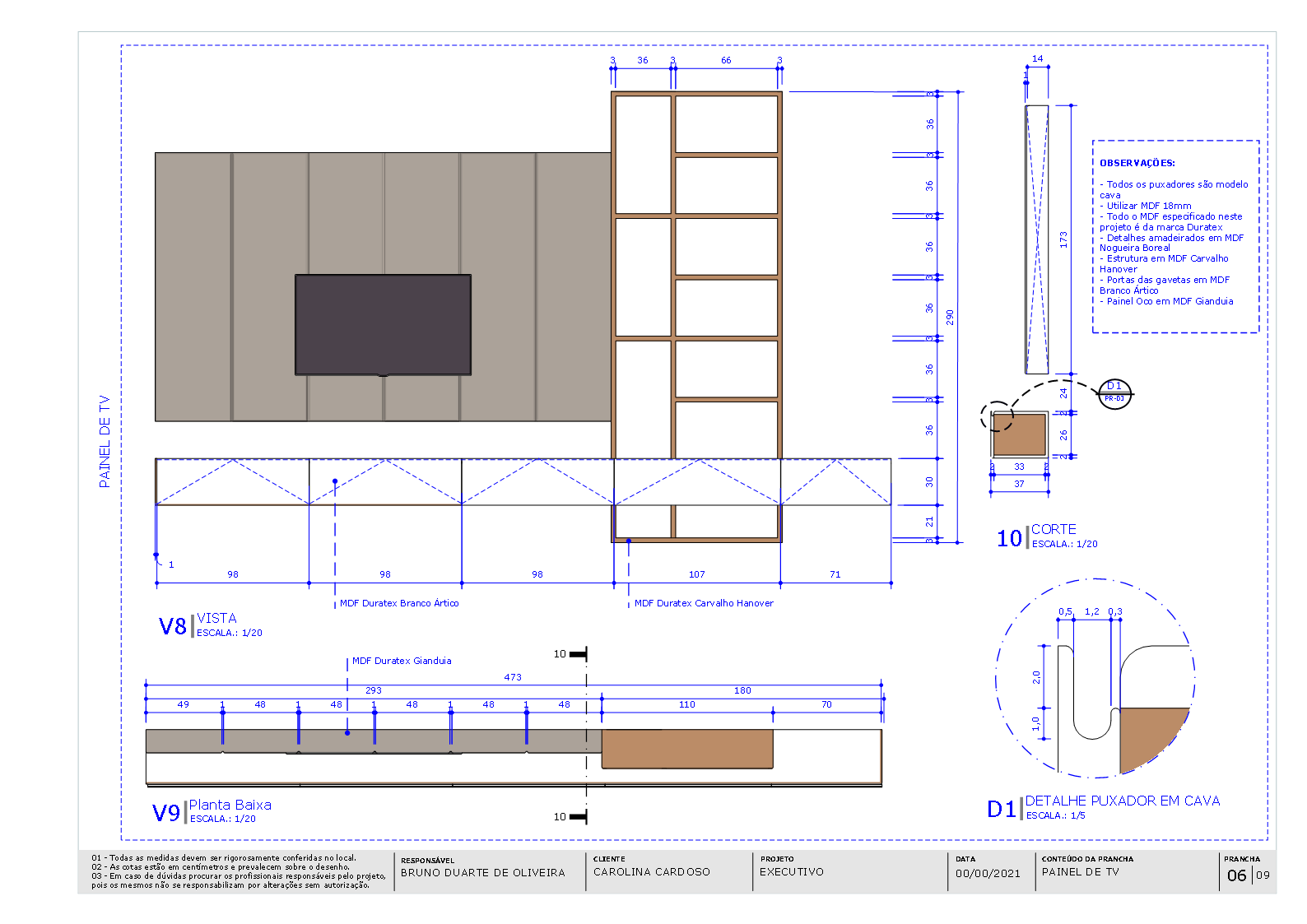 Detalhamento — móvel da TV