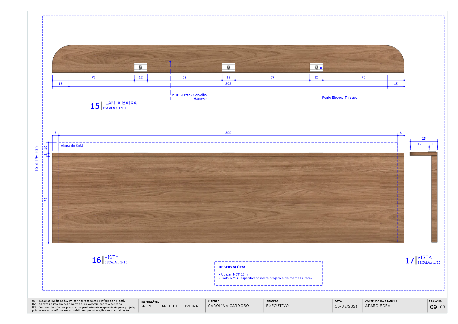 Detalhamento — aparo do sofá